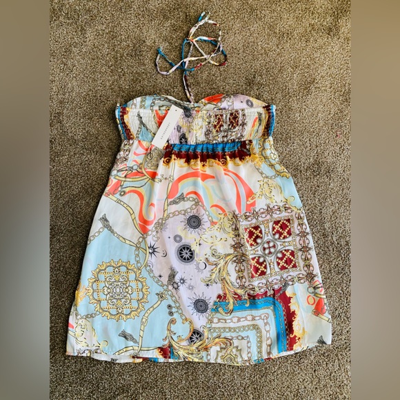 TIMING HALTER SATIN PRINT DRESS - L - Picture 4 of 8